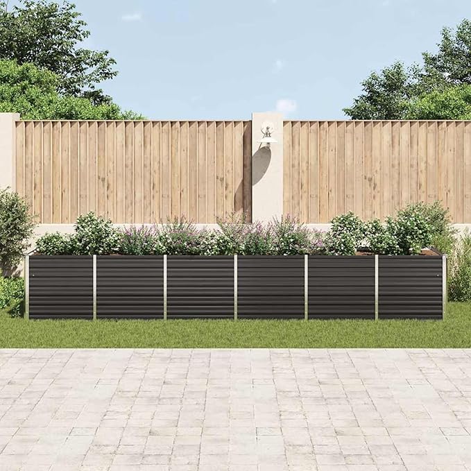 Raised Bed Galvanized Steel Large Garden Planter Box 480x80x77cm for Outdoor Vegetables Flowers and Herbs