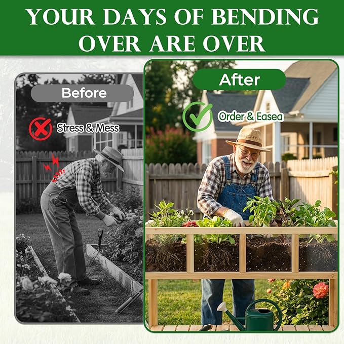 Raised Garden Bed with Legs Large-Capacity Wood Outdoor Elevated Reinforced Planter w/Bed Liner Durable Deep Raised Garden Bed for Gardening/Backyard/Patio/Balconyfor Herbs Flowers Vegetables