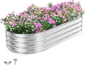 Metal Oval Raised Garden Beds(Silver) 6 × 3 × 1ft Galvanized Raised Garden Bed Kit Outdoor with Safety Edging Large Raised Planter Boxes for Gardening Vegetables and Flowers