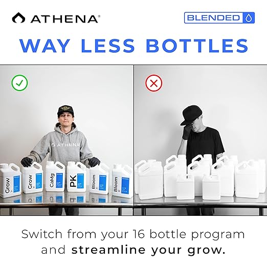 Athena Blended Grow A&ampB | 2-Part Vegetative Liquid Fertilizer for Hydroponics &amp Soil | Plant Food for Veg Stage Growth | NPK A 4-0-1 | B 1-3-5 | 1 Gallon