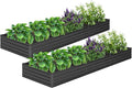 MGNO 2pcs 10x3x1FT Galvanized Raised Garden Bed-Outdoor Planter Box for Vegetables-Metal Garden BedRectangle Planting Box for HerbFlowerBlack