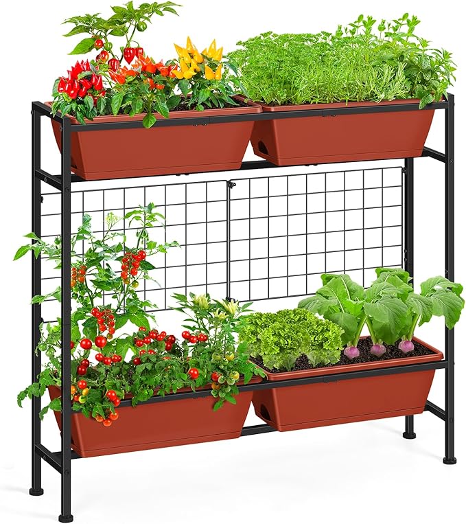 Raised Garden Beds with Legs Elevated Planter Box Outdoor for Vegetables Flowers Herbs Indoor Standing Garden Bed with Drainage Holes for Backyard Patio Gardening Red