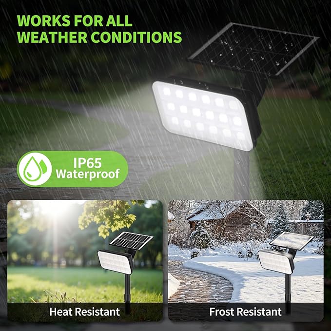 Solar Spot Lights Outdoor 72 LEDs Landscape Lighting with 3 Lighting Modes and Auto On/Off 360° Adjustable IP65 Waterproof Solar Powered Landscape Lights for Yard Garden Pathway 4 Pack
