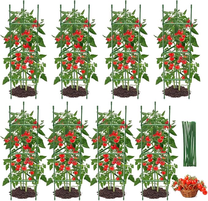 8PCS Tomato Cages for Garden Tomato Trellis for Raised Garden Bed 51.2 Tall Cage Plant Support for Pots Gardening Supplies Trellis for Climbing Plants (8PCSHigh: 51.2 Inch)
