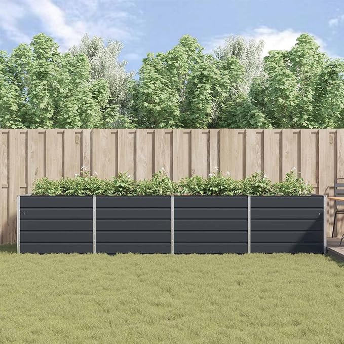 Galvanised Steel Raised Garden Bed Metal Planter Box for Outdoor Plants Vegetable Herb 151.57x39.37x29.53 Anthracite-830