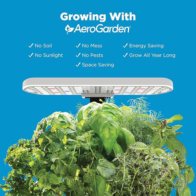 AeroGarden Harvest Lite in Cream Soil-Free Indoor Hydroponic Garden with LED Grow Light for Year-Round Gardening of up to 6 Herbs and Vegetables