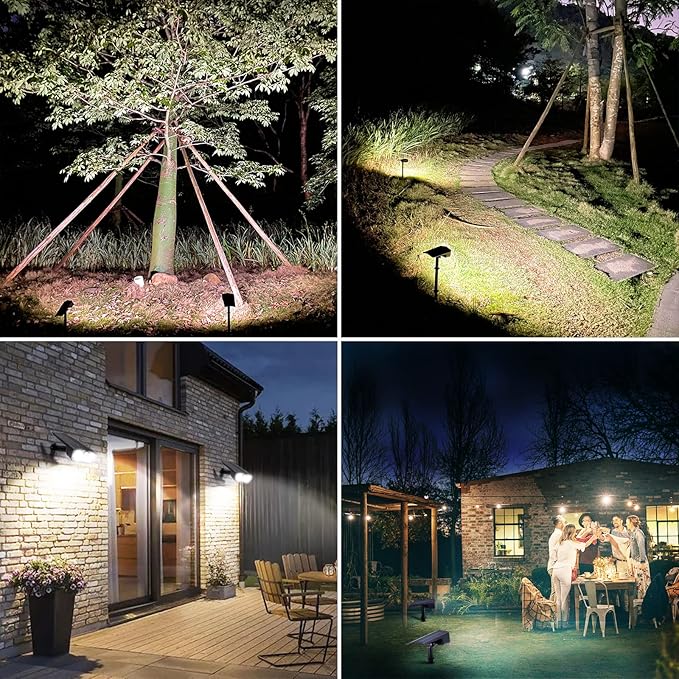 DAONEG Bright Solar Spot Lights Outdoor 2Pack Motion Sensor Modern Style Black Waterproof 250 Lumen LED Solar Powered Remote Control Driveway/Garden/Walkway