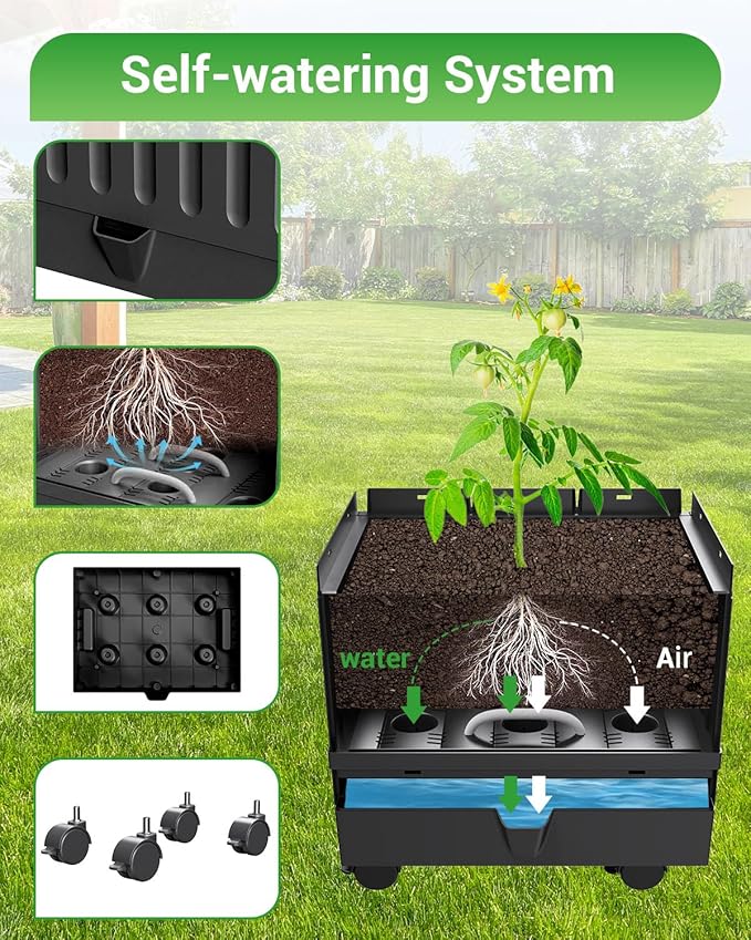 Tomato Planter Box with Trellis 68.7 Tall Self Watering Tomato Cages for Climbing Vegetables Plant Raised Garden Bed for Garden Tomato Plant Support Pots for Patio Indoor Outdoor（68.7 ）