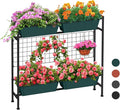 Raised Garden Beds 32.4 Tall Vertical Planter Boxes with Trellis Standing Herb Garden Planter Outdoor with Metal Fences Legs for Small Climbing Plant Gardening Vegetables Patio Balcony Porch Green