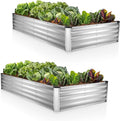 Plant &amp Plot Galvanized Raised Garden Beds Outdoor // 6×3×1 ft (2-Pack) Planter Raised Beds for Gardening Vegetables Flowers // Large Metal Garden Box // Patented Tool-Free Design (Silver)