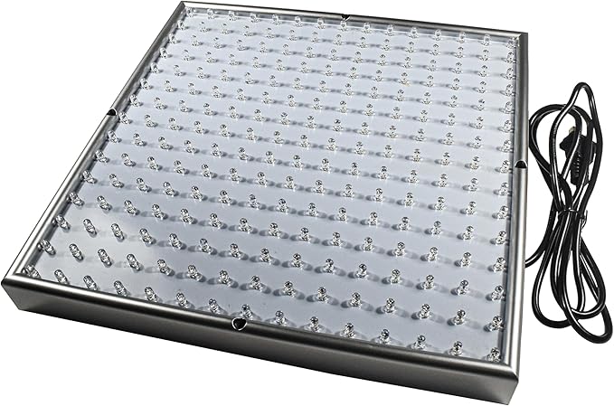 HQRP Quad Indoor Garden LED Light Panel for Growth Stimulate Blue + Red + Orange + White 460/630/610 nm 225 LED 14W 12V