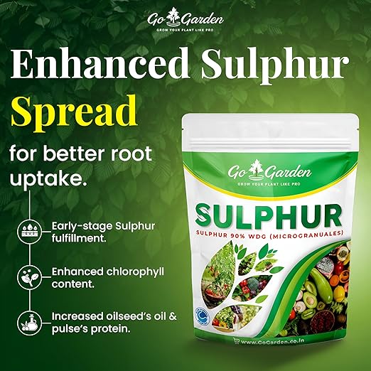 Go Garden Sulphur 90% WG Micronutrient Fertilizer 900G - Enhances Yield Quality &amp Quantity Ideal for Fruits Flowers Vegetables Efficient Sulphur Release Plant Growth Booster