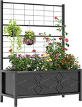 Outsunny Planter Box with Trellis 35.4 x 15.7 x 47.2 inch Raised Garden Bed with Drainage Holes Planters for Outdoor Plants Vegetables Flowers Herbs Trellis Planter Black