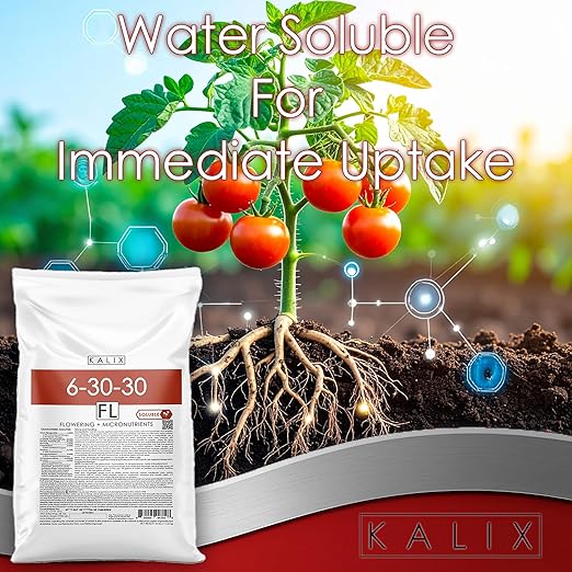 KALIX 6-30-30 Water Soluble Fertilizer | High Phosphorus &amp Potassium Bloom Booster for Flowers Fruits Vegetables Lawns &amp Ornamentals | Promotes Root Development Bud Set &amp Vibrant Bloom
