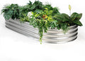 NEWBULIG Heavy-Duty Galvanized Oval Raised Garden Bed for Outdoor Metal Planter Box with Open Base Easy Assembly with Safe Edges for Vegetables/Flowers/Herbs
