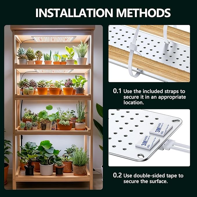 Grow Lights for Indoor Plants Full SpectrumHigh PPFD 768LEDs Plant Lights with 4/8/12/16/20H Timer Flexible Series &amp Parallel Connection for Indoor Growing(4 Pack)