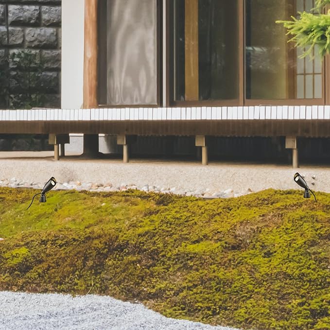 Kiven IP66 Waterproof LED Landscape Up Down Ligh COB Decorative Spotlight with Plug-in Cord and Timer for Indoor Outdoor House Park Yard Step Statue Lawn Light (10W Warm White)