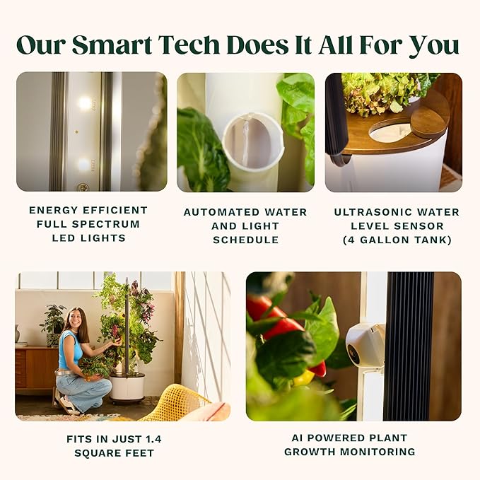 New &amp Improved! Gardyn Studio 2 Hydroponics Growing System - 16 Non-GMO Plants Herbs Vegetables - Smart Tower - Hydroponic Herb Garden Planter Indoor Kit - Indoor Gardening System w/Grow Lights