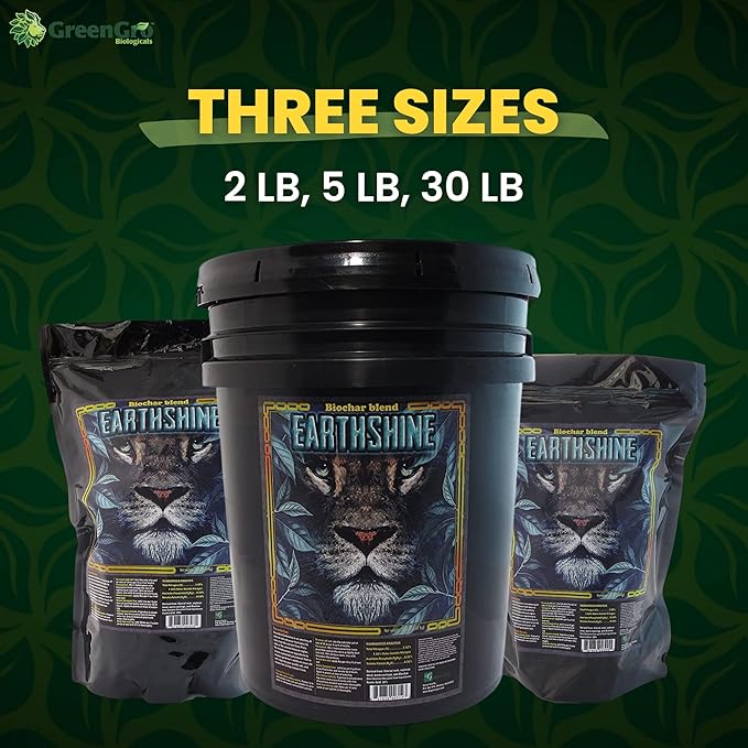 GreenGro Earthshine - Biochar &amp Humic Acid Blend/Activated Charcoal/Sequesters Carbon/Organic Soil Booster Top Soil Plant Food/Compost Tea/Derived from Worm Castings / 30 lb.