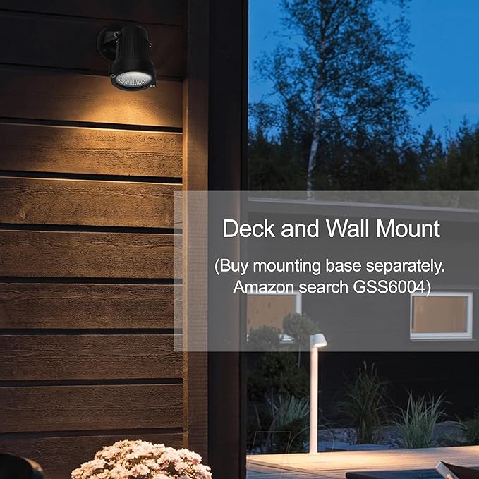 GSS6005 Plug in Spotlight Outdoor 5W LED Landscape Spotlight 120V 3000K Warm White Metal Construction with Ground Stake 3ft Cord and Plug Black (Pack of 2)