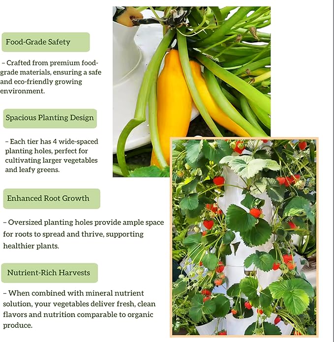 Hydroponic Growing System Kit Vertical Hydroponic Tower with Trellis Indoor &amp Outdoor Herb Garden Vegetable Tower with 40 Planting Pods Automatic Timer Ideal for Gardeners &amp Beginners