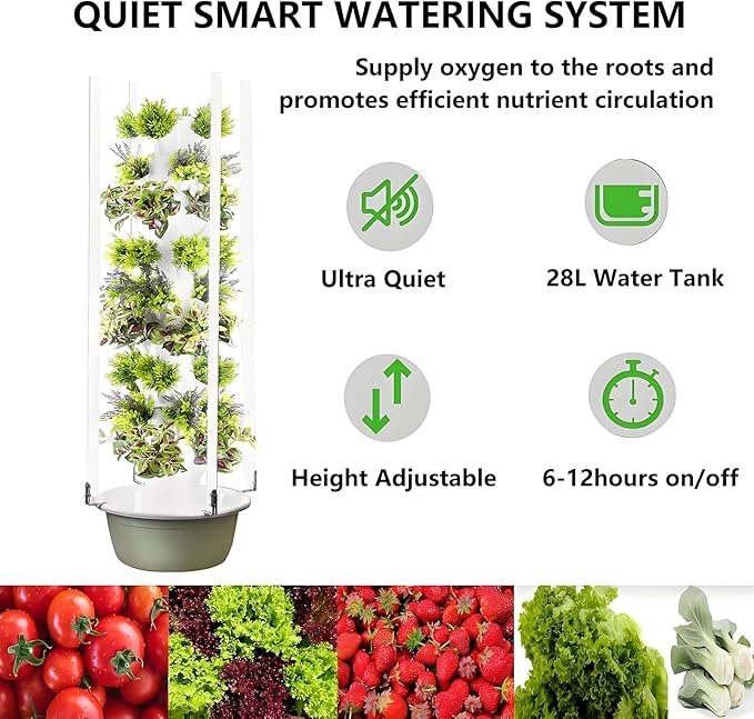 Balcony Hydroponic Growing System for Gardening Lover Detachable Colonization Cups Home Garden Farm Greenhouse Vertical Tower Planters with Lights Hydroponic Tower Black-5Layer