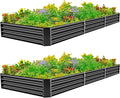 Land Guard 12×4×1ft Galvanized Raised Garden Bed Kit for Vegetables 2 Pack Galvanized Super Large Metal Planter Raised Garden Boxes Outdoor (Gray)