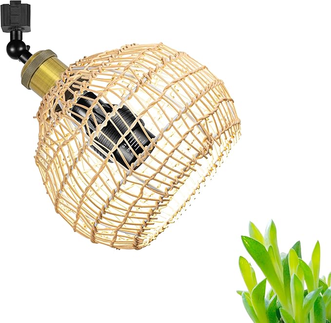 Full Spectrum 10W LED Focusing Grow Spotlight Bulb Plant Grow Light for H-Type Track Adjustable Gimbaled Light Boho Brown Twine Natural Rattan Globe Cover for Green House Customizable