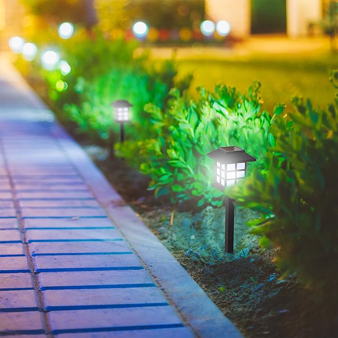 Pure Garden Solar Powered Lights (Set of 6)- LED Outdoor Stake Spotlight Fixture for Gardens Pathways and Patios Black 15” (H) x 3.25” (L) x 3.25” (W) (Pack of 2)