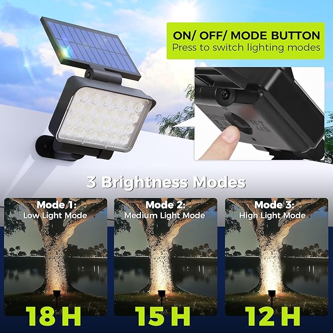 Solar Spot Lights Outdoor Waterproof for Flag Tree House Garden Yard Landscape Spotlights for Accent Uplighting Halloween Christmas Decorations-6 Pack