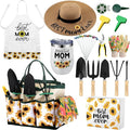 Lasnten 16 Pcs Mothers Day Garden Gift for Mom Women Gardening Supplies Birthday Garden Tools Set from Daughters Gloves Apron Insulation Cup Fork Trowel Tote Bags for Plant Lover Present