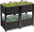 HAPPYGRILL Raised Garden Beds Set of 4 Elevated Planter Boxes with Drain Holes &amp Removable Legs Outdoor Raised Flower Bed for Patio Yard Balcony