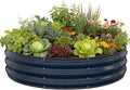Galvanized Raised Garden Bed 4×4×1 FT Round Metal Raised Garden Bed Outdoor Planter Box with Open Bottom Rust-Resistant Steel Garden Bed for Vegetables Herbs Flowers Easy Assembly