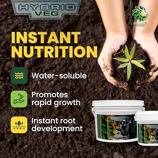 GreenGro Hybrid Veg Water-Soluble Fertilizer for Plants Highly Concentrated Liquid Plant Food for Indoor &amp Outdoor Gardens 12-12-12 2lb