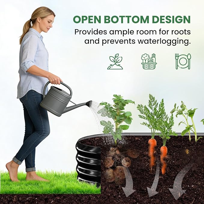 2 in 1 Galvanized Raised Garden Bed with 71 H Arch Trellis for Climbing Plants Outdoor Gardening Planter Box with Climbing Net for Flowers Vegetables Fruits Herbs Black