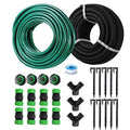 Customizable Soaker Hose System 1/2inch 75ft Rubber Hose with 50ft PVC Garden Hose Drip Irrigation Watering Hose with Reinforced Fittings for Flowers Bed Foundation Lawn Vegetable Tree