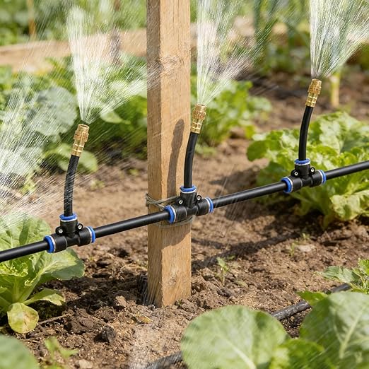 360° Bendable Drip Irrigation System 49FT 5/8 Tubing Hose with 20 Adjustable Misting Nozzles Complete Kit with Faucet Connector for Garden Greenhouse Yard Lawn – Easy Automatic Watering