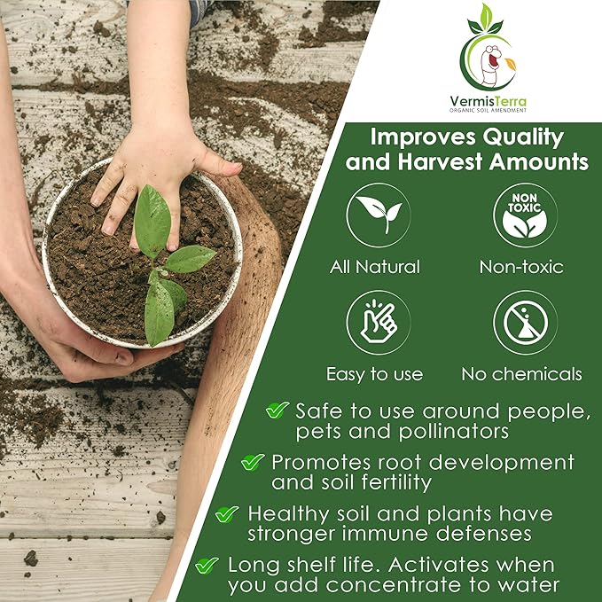 Worm Tea for Gardening - 32oz Quart - Organic Earthworm Soil Enhancer - Vermicompost with Kelp - Increase Yields Boost Growth Reduce Stress- Vegetables Flowers Fruit Trees - Plant Probiotic