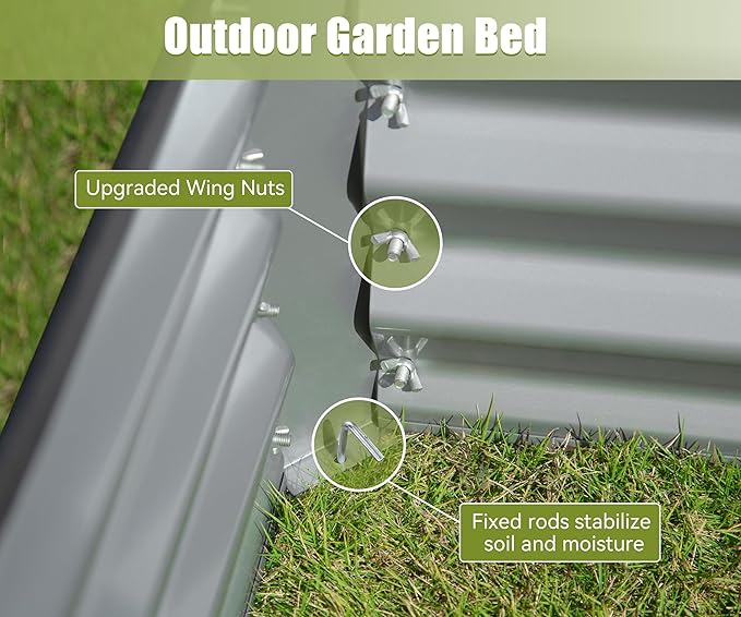 6x3x1ft Galvanized Raised Garden Bed Outdoor Planter GBoxes Large Metal Planter Box for Gardening Vegetables Fruits Flowers Silvery