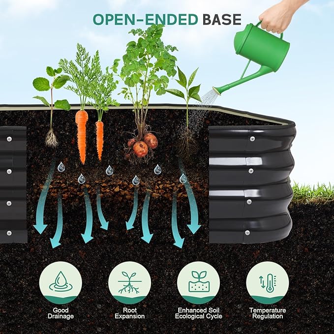 4 in 1Galvanized Raised Garden Bed - 5x3x1ft Modular Planter Box Outdoor | Metal Raised Bed Kit with Bracing Rods for Gardening Vegetables Flowers Fruits Herbs (Gray)