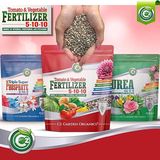 5-10-10 Tomato &amp Vegetable Fertilizer - Made in USA - NPK + Micronutrients Plant Food for Flower Gardens - (Cz Garden Organics All Purpose Fertilizer 8LB)