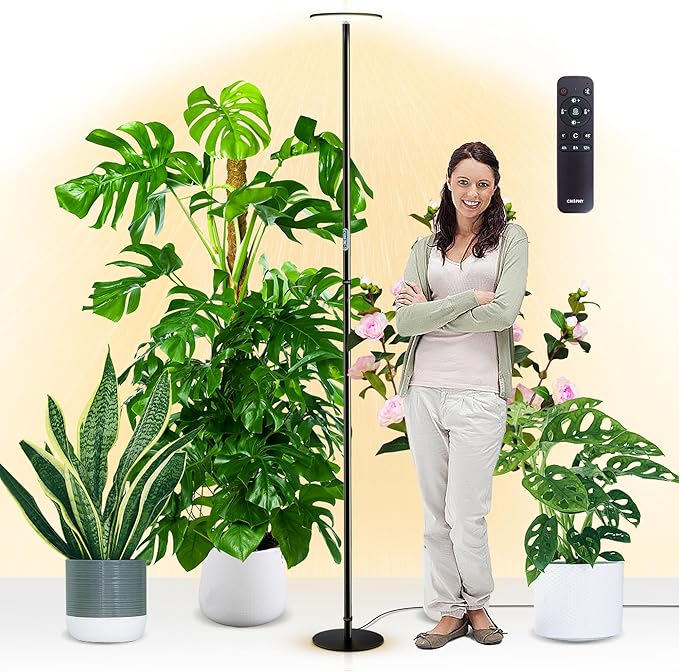 chiphy 85 Tall Grow Light for Large Indoor Plants 60W Full Spectrum Plant Light with 4/8/12H Timer &amp Remote 10-Level Dimmable Height Adjustable Ideal for Large Tall Plants &amp Indoor Trees