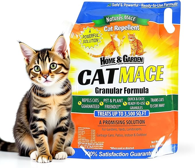 Nature's Mace Cat Mace Cat Repellent Outdoor Granular Deterrent Stop Cats Keep Cats Away for Yard Garden Anti Cat Pee No-Dig Training Tool 6 lb Safe to Use Around People Pets Plants