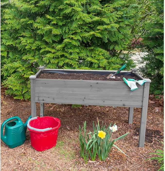Sturdy Elevated Garden Bed with Legs for Easy Access Growing of Vegetables Herbs Flowers and Fruits Outdoors (Planter 48 * 24 * 30'' Grey)
