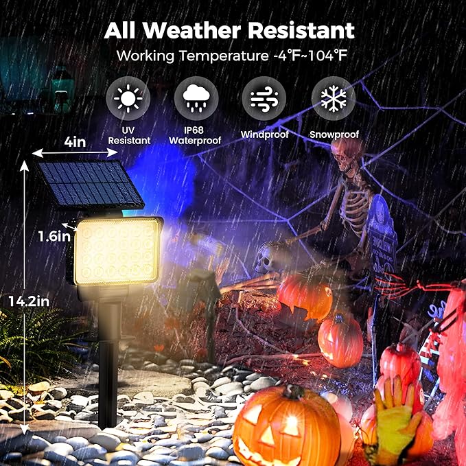 Solar Spot Lights Outdoor Waterproof for Flag Tree House Garden Yard Landscape Spotlights for Accent Uplighting Halloween Christmas Decorations-8 Pack