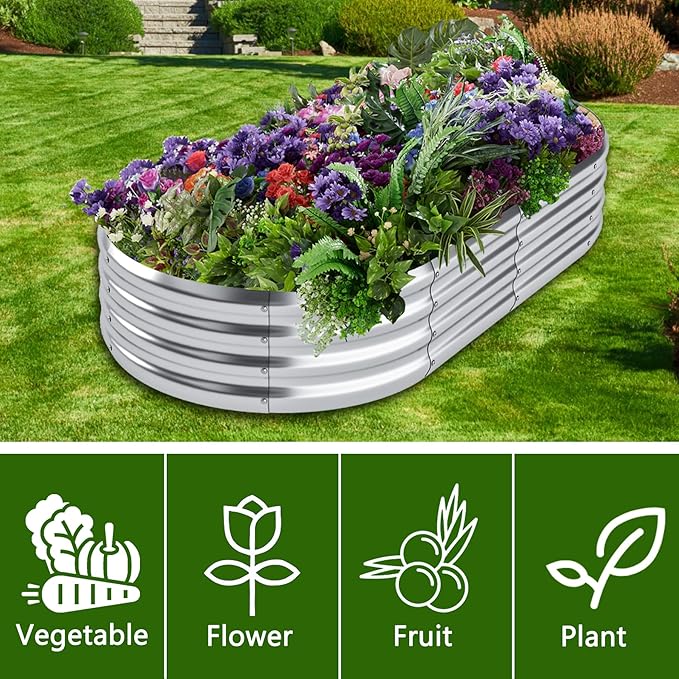 Galvanized Raised Garden Bed Kit 2packOutdoor Planter Raised Beds 4x2x1ft for VegetablesFruitsFlowersGalvanized Raised Garden Bed Boxes