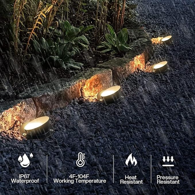 2PCS Outdoor Buried Lights - Ground LED Landscape Lights Underground Light LED 7W Outdoor Ground Lights IP67 Waterproof Floor Spotlight for Garden Lawn Path