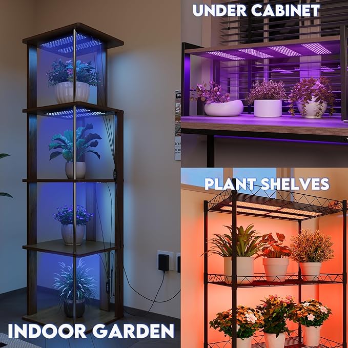 Under Cabinet Grow Light LED Grow Lights for Indoor Plants Full Spectrum Plants Light for Shelves with Auto Timer 3/9/12H 616LEDs Ultra-Thin Grow Light Panel for Seed Starting Flowers Veg 4PACK