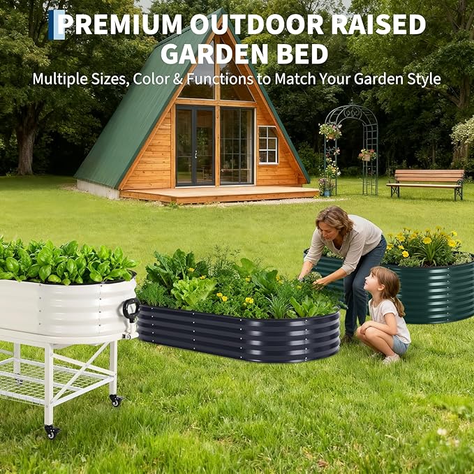Galvanized Raised Garden Bed Kit with Cover Large Corrosion-Resistant Planter Raised Beds for Vegetables and Flowers Sturdy Outdoor Metal Garden Raised Beds with Reinforced Structure Easy Assembly