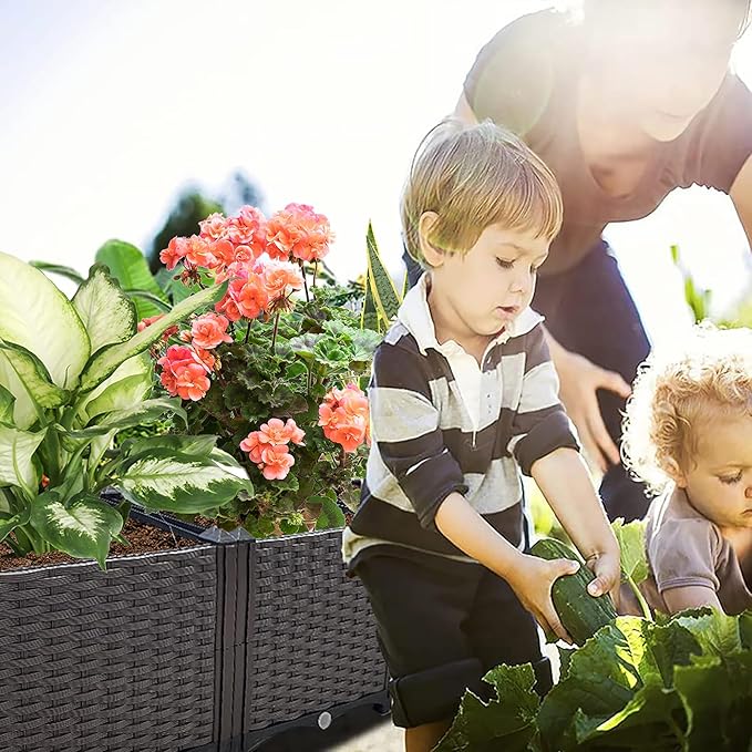 Raised Garden Bed Large Planters for Outdoor Plants Rectangular Elevated Planter Boxes Patio Balcony Deck for Planting Flowers Vegetables Tomatoes and Herbs
